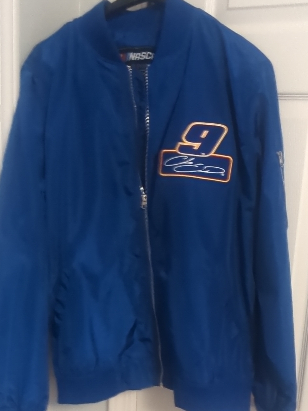 Nascar Blue Jacket with Multicolor Stripe Logo